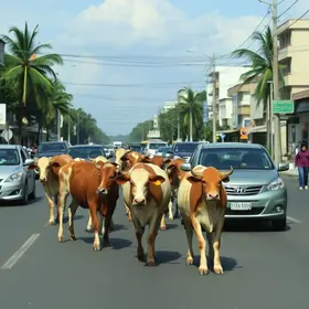 vacas em avenida de Campinas