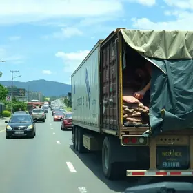 caminhão tombou em Campinas